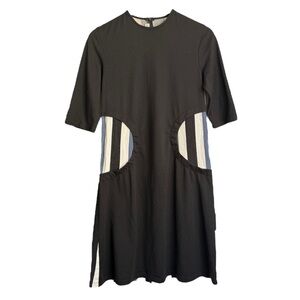 Rose Bleu Girls Black 3/4 Sleeve Dress Size 18 Blue White Stripe Detail